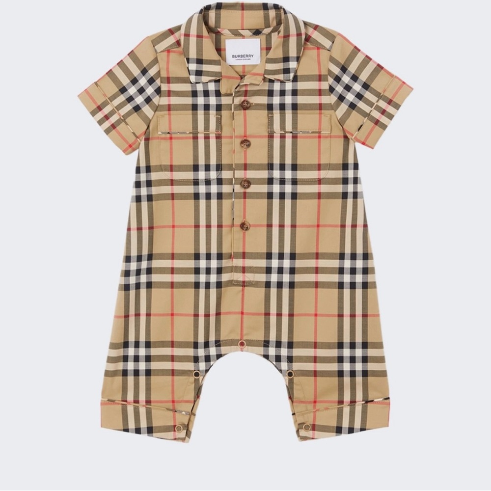 BABY BOYS CHECK ANDREAS ROMPER IN BEIGE